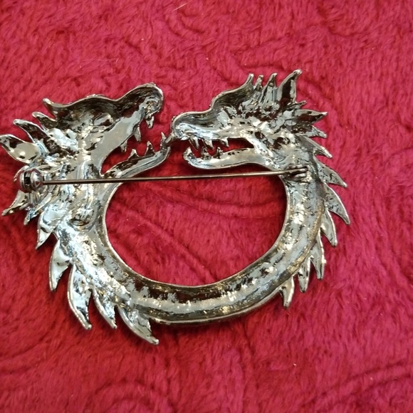 To headed crystal  Dragon   pin - Picture 2 of 3